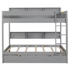 Full over Full Bunk Bed & Bed Frame with Trundle & Built-in Storage