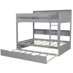 Full over Full Bunk Bed & Bed Frame with Trundle & Built-in Storage