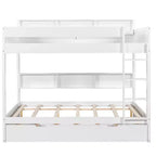 Full over Full Bunk Bed & Bed Frame with Trundle & Built-in Storage