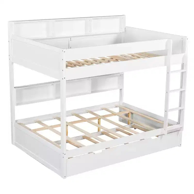 Full over Full Bunk Bed & Bed Frame with Trundle & Built-in Storage