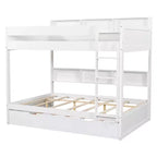 Full over Full Bunk Bed & Bed Frame with Trundle & Built-in Storage
