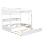 Full over Full Bunk Bed & Bed Frame with Trundle & Built-in Storage