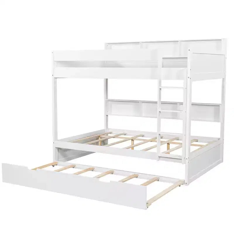 Full over Full Bunk Bed & Bed Frame with Trundle & Built-in Storage