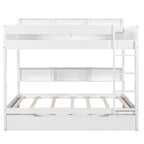 Full over Full Bunk Bed & Bed Frame with Trundle & Built-in Storage