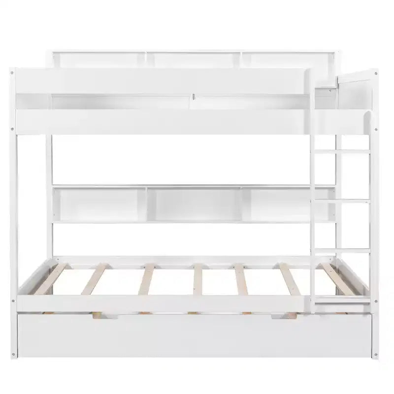 Full over Full Bunk Bed & Bed Frame with Trundle & Built-in Storage