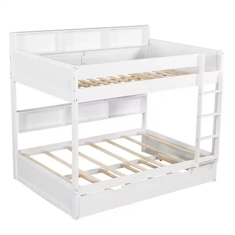 Full over Full Bunk Bed & Bed Frame with Trundle & Built-in Storage