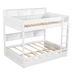 Full over Full Bunk Bed & Bed Frame with Trundle & Built-in Storage