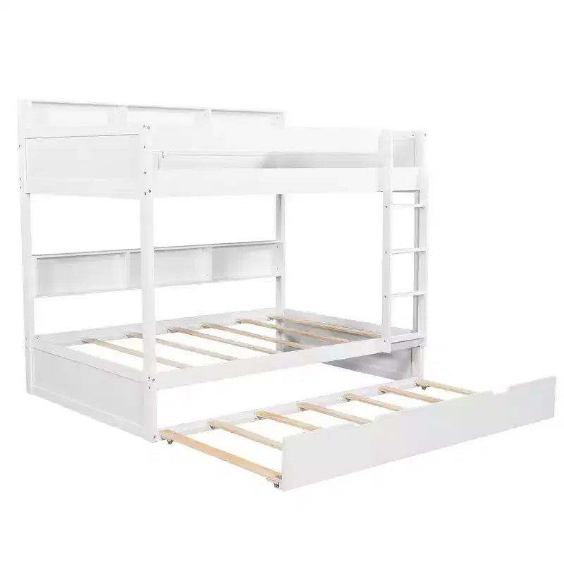 Full over Full Bunk Bed & Bed Frame with Trundle & Built-in Storage