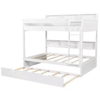 Full over Full Bunk Bed & Bed Frame with Trundle & Built-in Storage