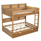 Full over Full Bunk Bed & Bed Frame with Trundle & Built-in Storage