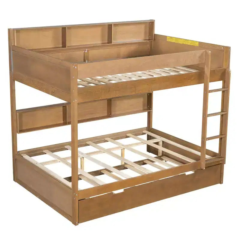 Full over Full Bunk Bed & Bed Frame with Trundle & Built-in Storage