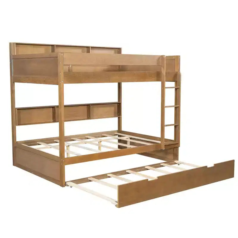 Full over Full Bunk Bed & Bed Frame with Trundle & Built-in Storage
