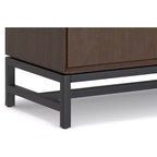 Solid Hardwood 32 Inch Wide Rectangle Modern Industrial Bar Cabinet in Walnut Brown
