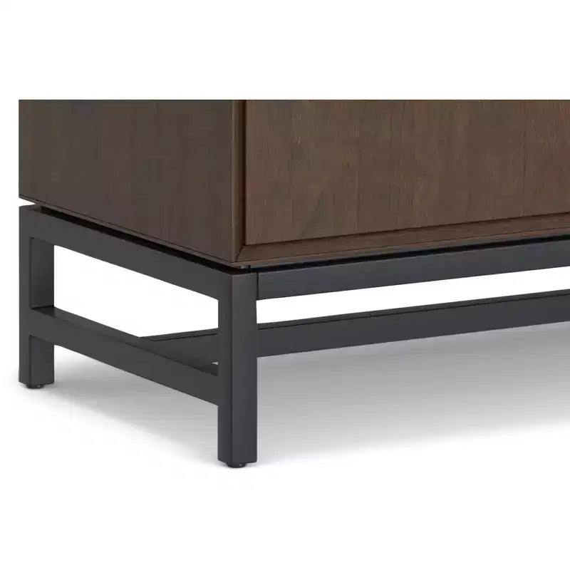 Solid Hardwood 32 Inch Wide Rectangle Modern Industrial Bar Cabinet in Walnut Brown