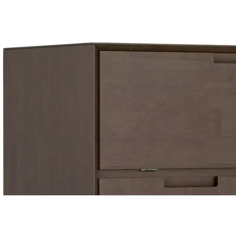 Solid Hardwood 32 Inch Wide Rectangle Modern Industrial Bar Cabinet in Walnut Brown