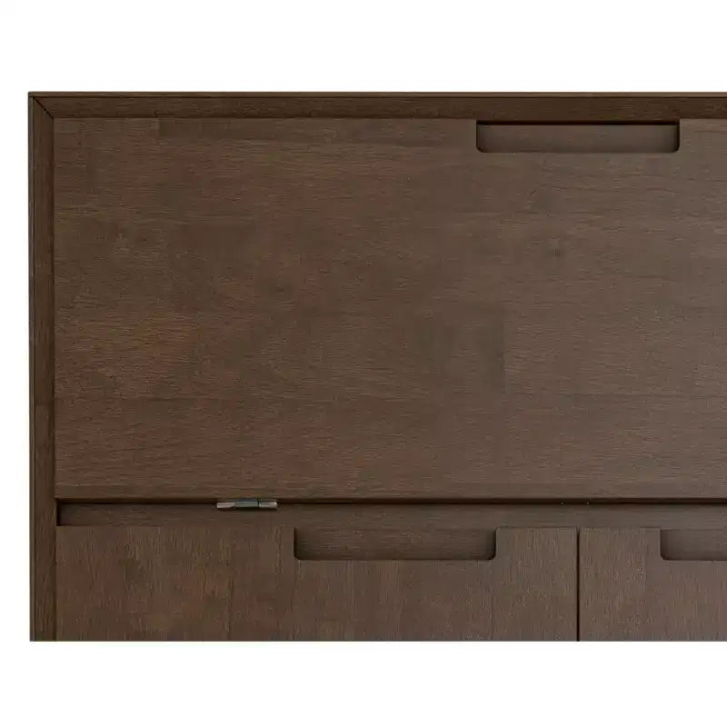 Solid Hardwood 32 Inch Wide Rectangle Modern Industrial Bar Cabinet in Walnut Brown