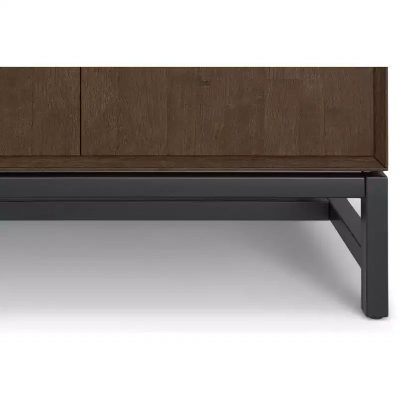Solid Hardwood 32 Inch Wide Rectangle Modern Industrial Bar Cabinet in Walnut Brown