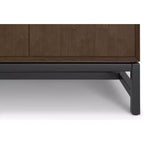 Solid Hardwood 32 Inch Wide Rectangle Modern Industrial Bar Cabinet in Walnut Brown