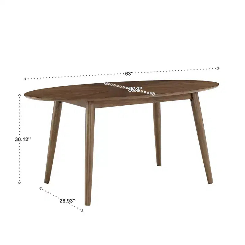 63 Mid-Century Walnut Oval Dining Table