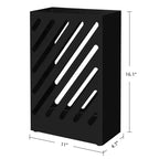 Metal Umbrella Stand, Rectangular Umbrella Holder Rack, with a Removable Drip Tray, 4 Hooks, Hollow-Out Design, for Entryway, Office, Black