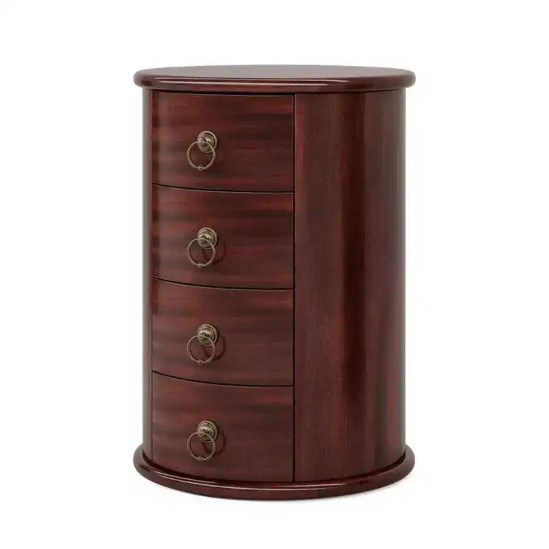 Mid-Century Modern Solid Wood Nightstand with 4 Drawers