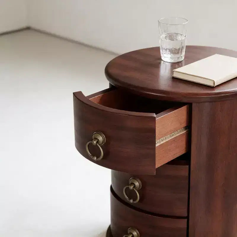Mid-Century Modern Solid Wood Nightstand with 4 Drawers