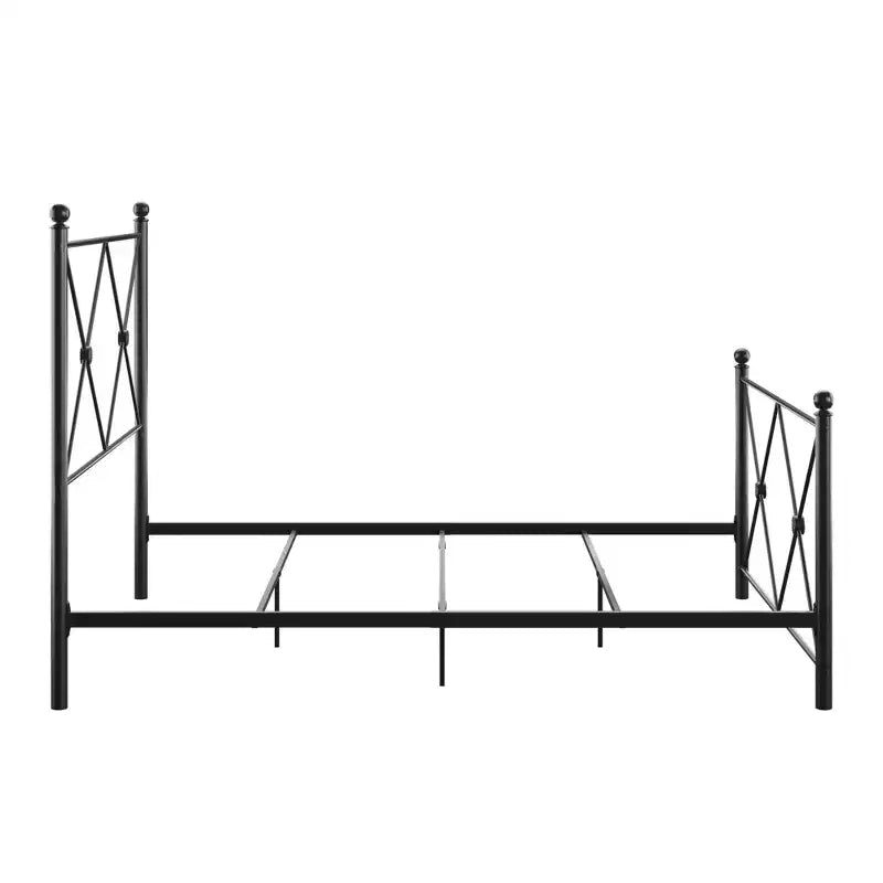 Double X Black Metal Queen Bed