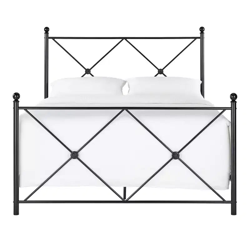 Double X Black Metal Queen Bed