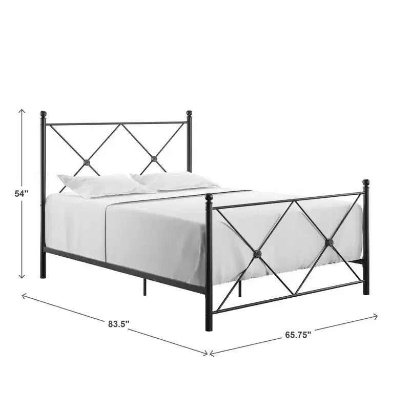 Double X Black Metal Queen Bed