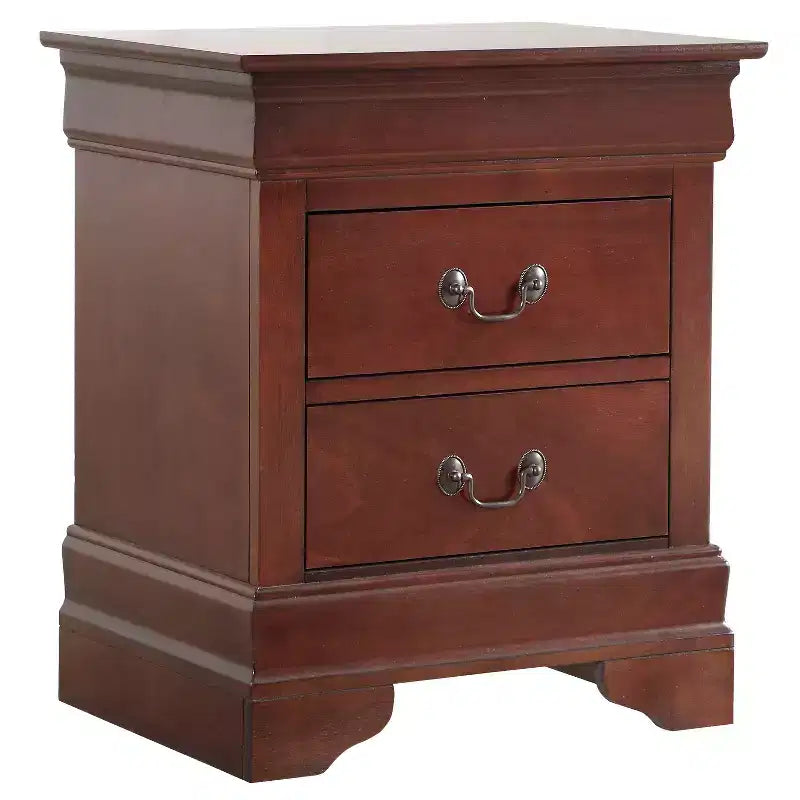 Rectangle Cherry Wood Nightstand For Living Room and Bedroom