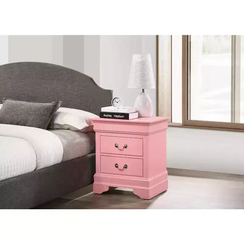 Rectangle Cherry Wood Nightstand For Living Room and Bedroom