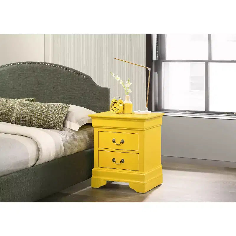 Rectangle Cherry Wood Nightstand For Living Room and Bedroom