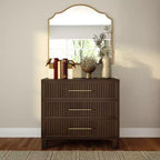 Fluted 3 Drawer Dresser with Brass Handle