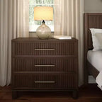 Fluted 3 Drawer Dresser with Brass Handle