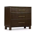 Fluted 3 Drawer Dresser with Brass Handle