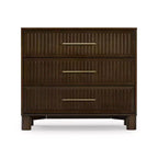Fluted 3 Drawer Dresser with Brass Handle