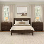 Fluted 3 Drawer Dresser with Brass Handle