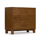 Fluted 3 Drawer Dresser with Brass Handle