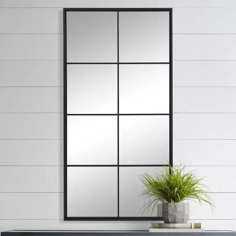 Schwarzer Schmiedeeisen-Wandspiegel 30 x 60