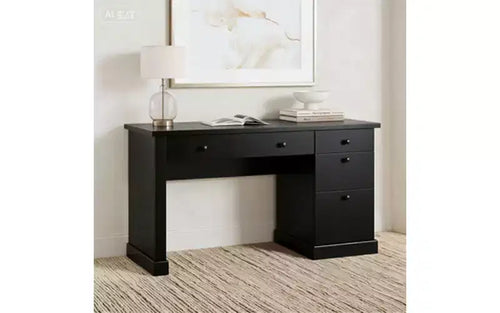 54 Wide Modern Executive Desk with Charging Station - Fluted Office Desk with File Drawers, Computer Desk for Home Office
