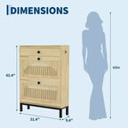 2-Door Flip Front Shoe Cabinet with Adjustable Shelves, Hidden Entryway Storage Organizer for Hallway, Living Room  Freestanding Wooden Shoe Rack