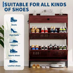 2-Door Flip Front Shoe Cabinet with Adjustable Shelves, Hidden Entryway Storage Organizer for Hallway, Living Room  Freestanding Wooden Shoe Rack