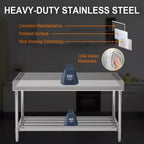 24x48 Stainless Steel Work Table with Backsplash, Heavy Duty Commercial Food Prep Table with Adjustable Undershelf