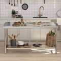 24x48 Stainless Steel Work Table with Backsplash, Heavy Duty Commercial Food Prep Table with Adjustable Undershelf