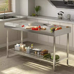 24x48 Stainless Steel Work Table with Backsplash, Heavy Duty Commercial Food Prep Table with Adjustable Undershelf