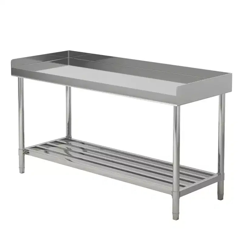 24x48 Stainless Steel Work Table with Backsplash, Heavy Duty Commercial Food Prep Table with Adjustable Undershelf