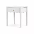 White Nightstand End Table Playful Bed Beside Table Storage Sofa Side Table with Drawer & Wavy Apron
