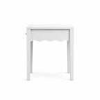 White Nightstand End Table Playful Bed Beside Table Storage Sofa Side Table with Drawer & Wavy Apron
