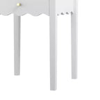 White Nightstand End Table Playful Bed Beside Table Storage Sofa Side Table with Drawer & Wavy Apron