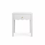 White Nightstand End Table Playful Bed Beside Table Storage Sofa Side Table with Drawer & Wavy Apron